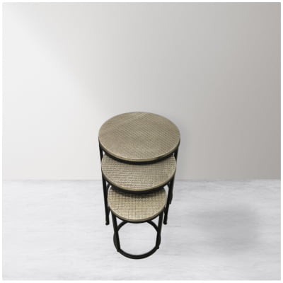 Meenal Nesting Table 3_Piece Set - Silver