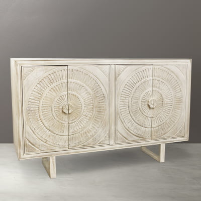 Albany 4- Door Hand-carved Sideboard - White Distressed