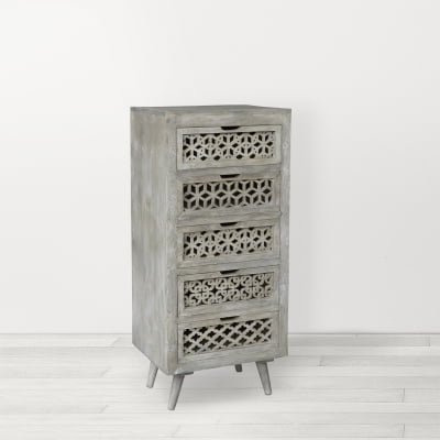 Wolff 5-Drawer Hand-carved Tall Chest