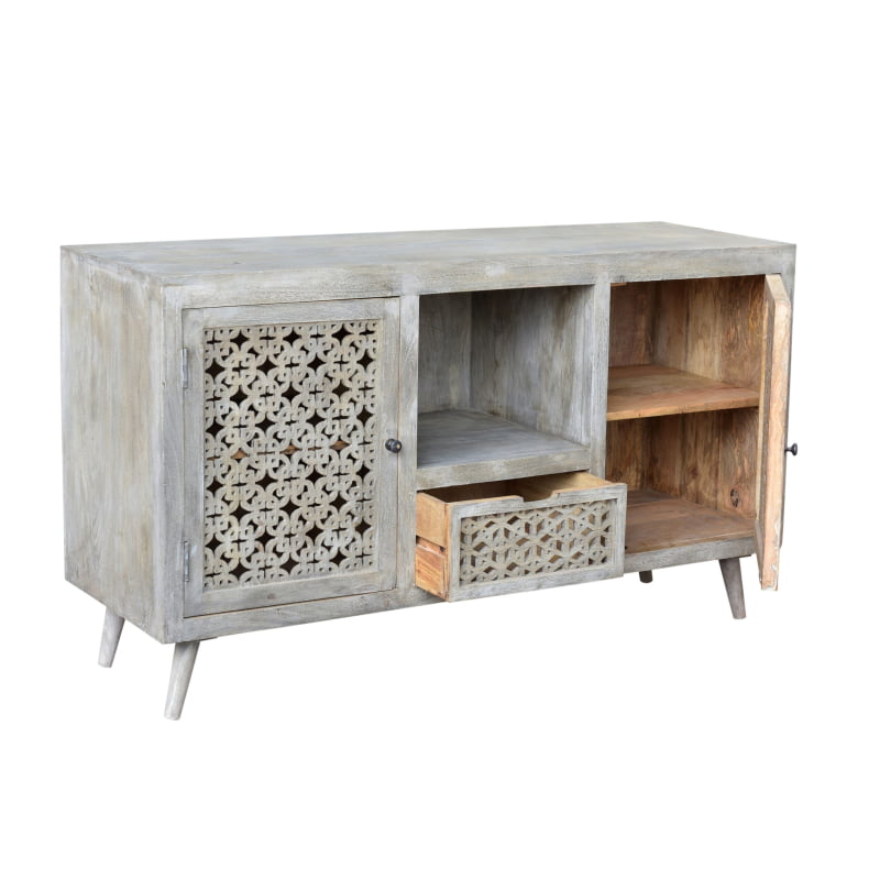 Wolff 2-Door 1-Drawer Hand-carved Media Console - Image 3