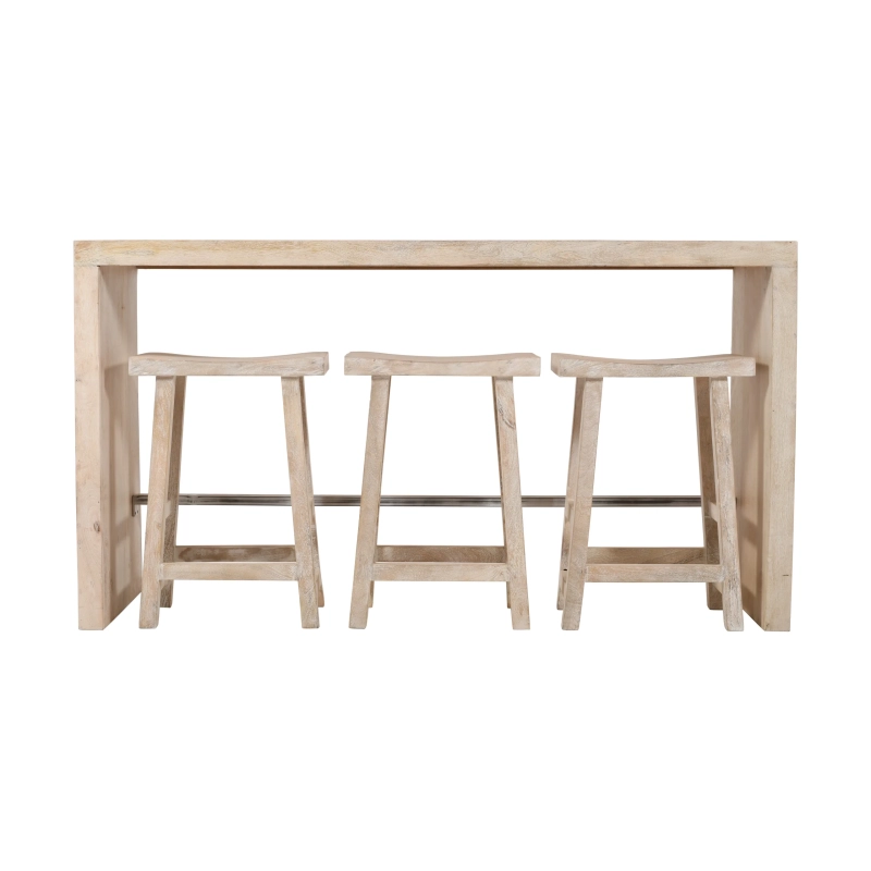 Choksi Bar Table and Stools 4-Piece Set - Brushed White Finish - Image 2