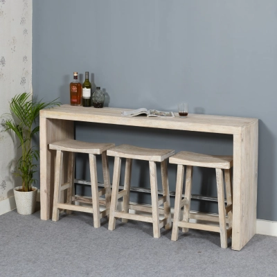 Choksi Bar Table and Stools 4-Piece Set - Brushed White Finish