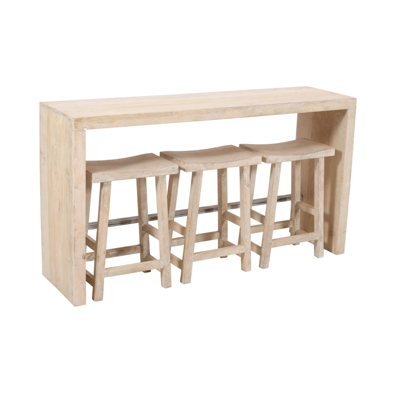 Choksi Bar Table and Stools 4-Piece Set - Brushed White Finish - Image 3