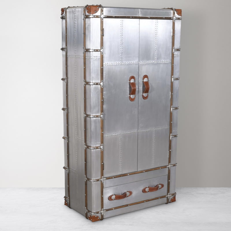 Aviator Leather Accent Tall Cabinet - Image 7