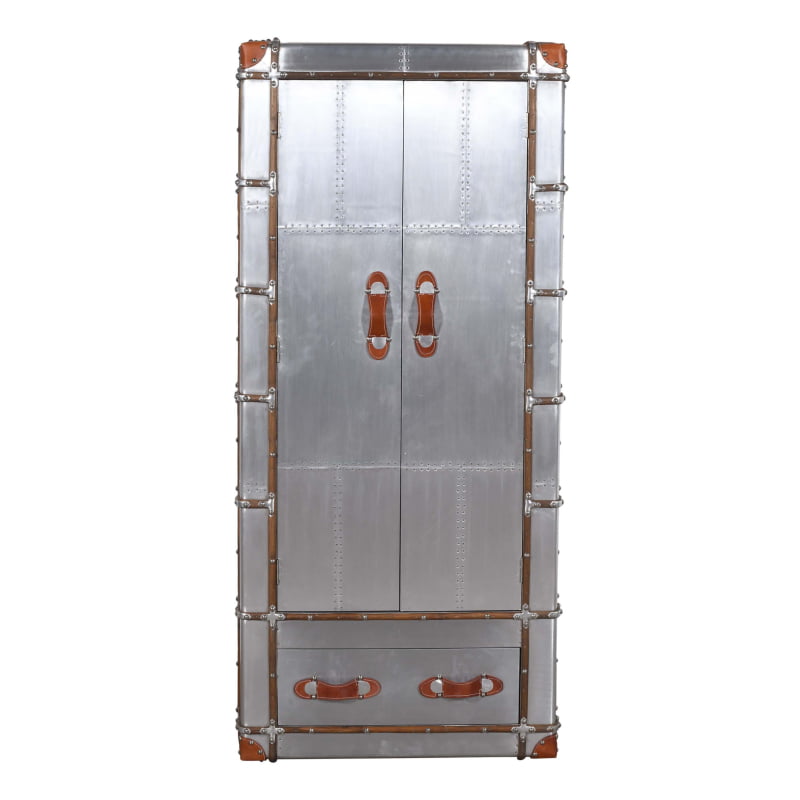 Aviator Leather Accent Tall Cabinet - Image 3