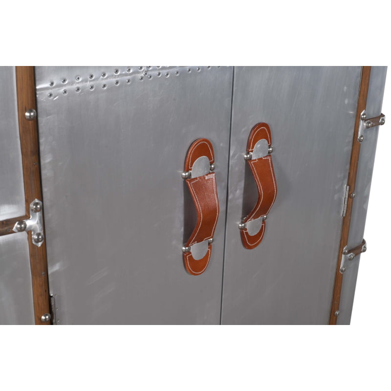 Aviator Leather Accent Tall Cabinet - Image 5
