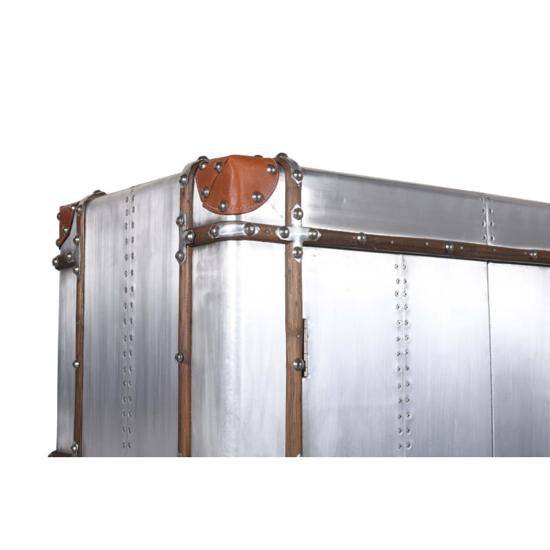 Aviator Leather Accent Tall Cabinet - Image 6