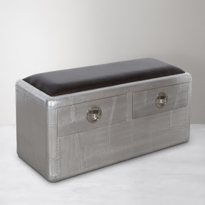 Aviator 2-Drawer Leather Bench