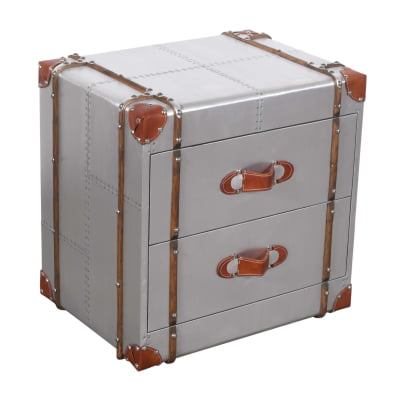 Aviator 2-Drawer Leather Accent Nightstand