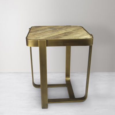 Amos Square Side Table - Antique Gold