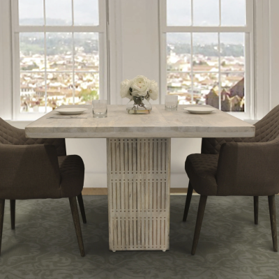 Sarra Square Gathering Table - Brushed Ivory