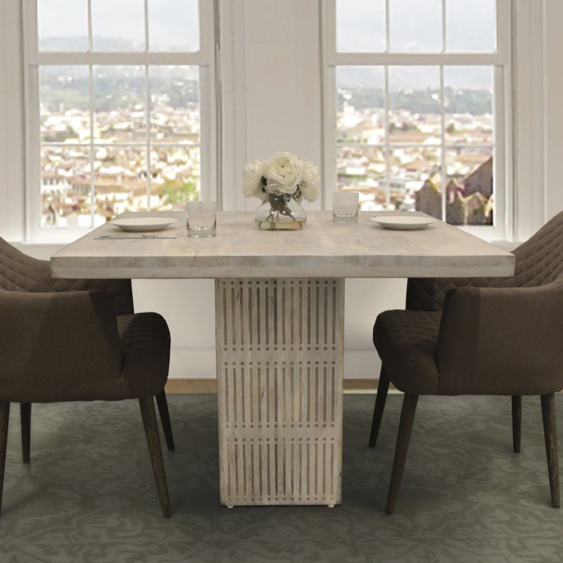 Sarra Square Gathering Table - Brushed Ivory