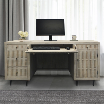 Sarra Executive Desk - Brushed Ivory