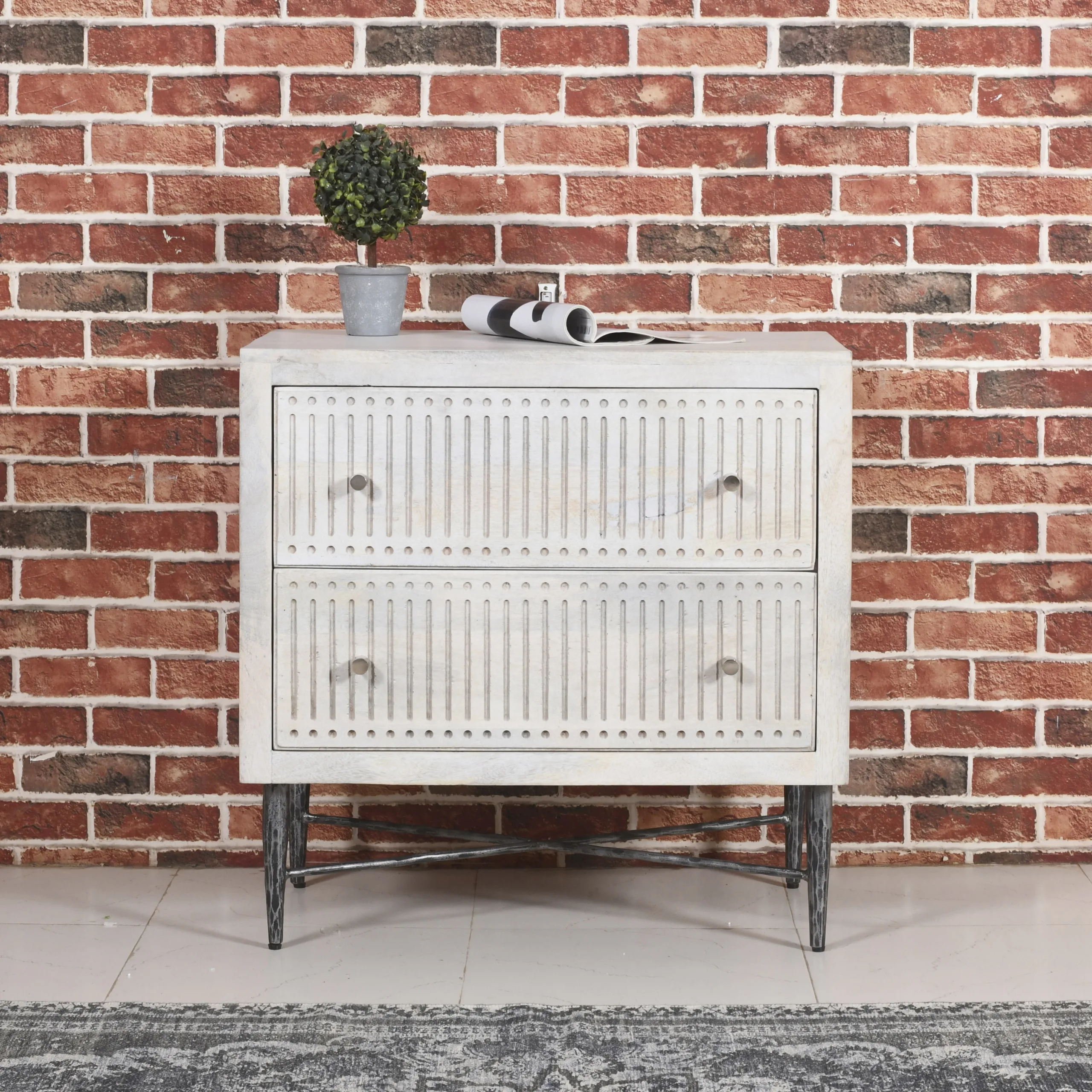 Sarra 2-Drawer Nightstand - Brushed Ivory