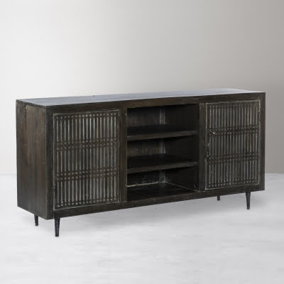 Sarra 2-Door Large Media Cabinet - Antique Brown
