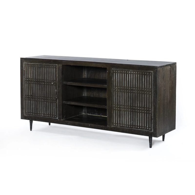 Sarra 2-Door Large Media Cabinet - Antique Brown - Image 2
