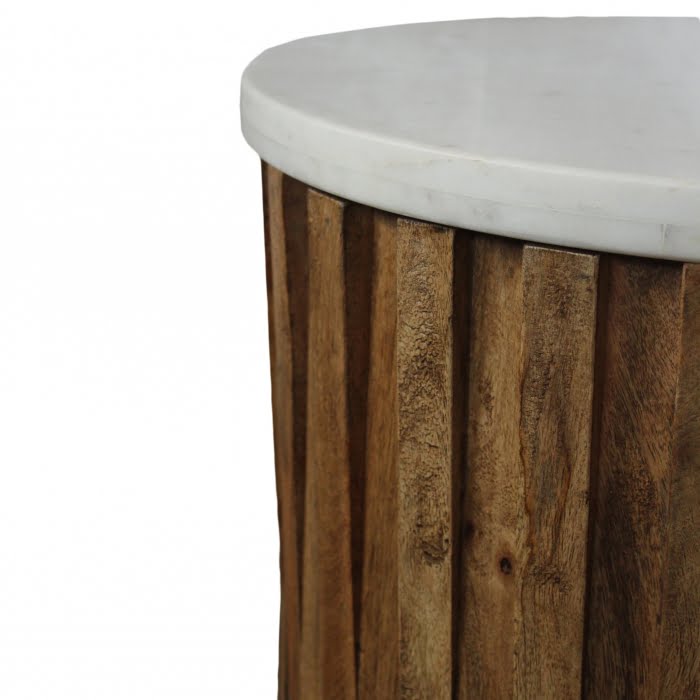 Allure - Marble Top Accent Table with Layered Wood (Base) - Image 2