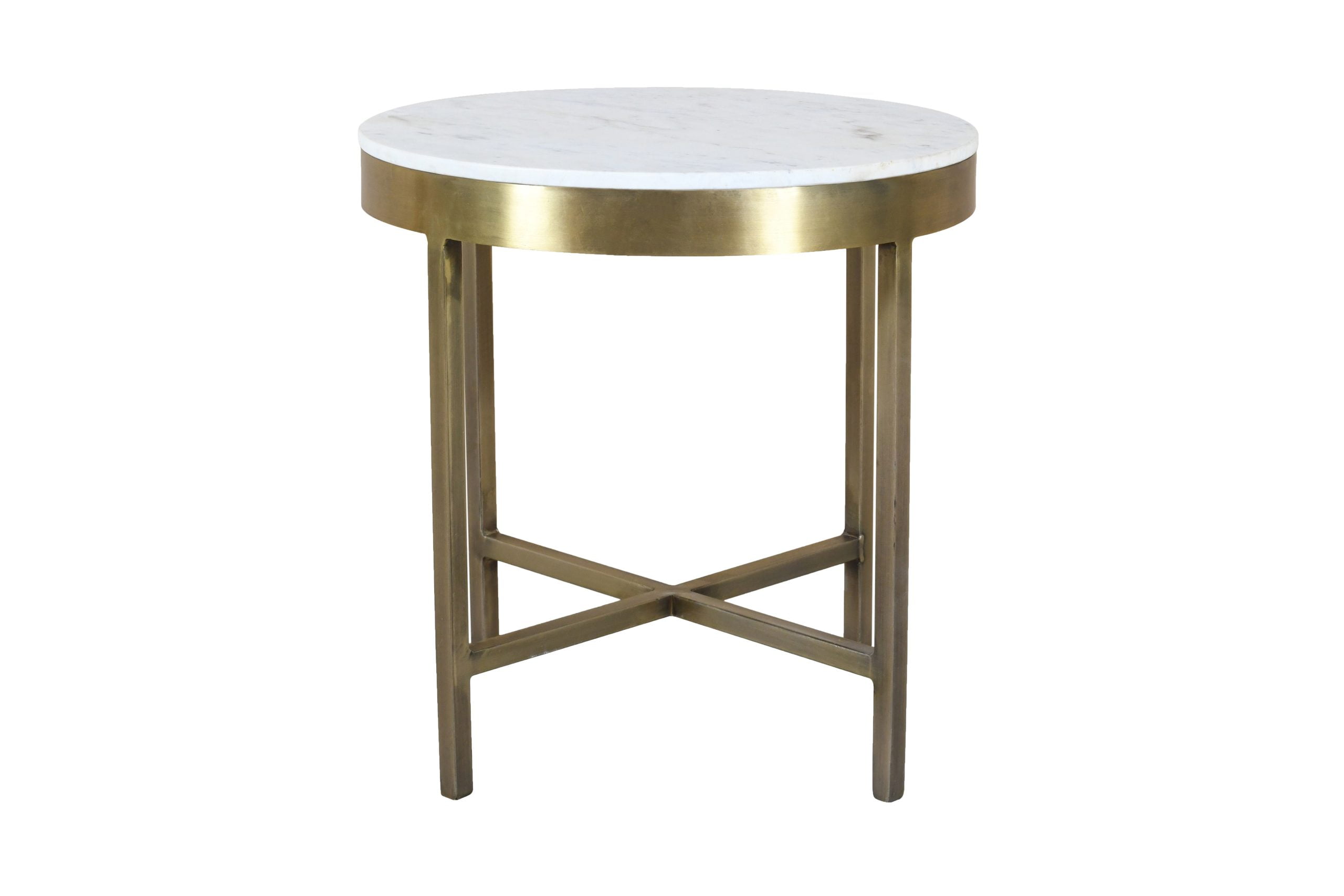 Allure - Carlton Marble Top Round Side Table in Brass Color with Iron Base (Base) - Image 3