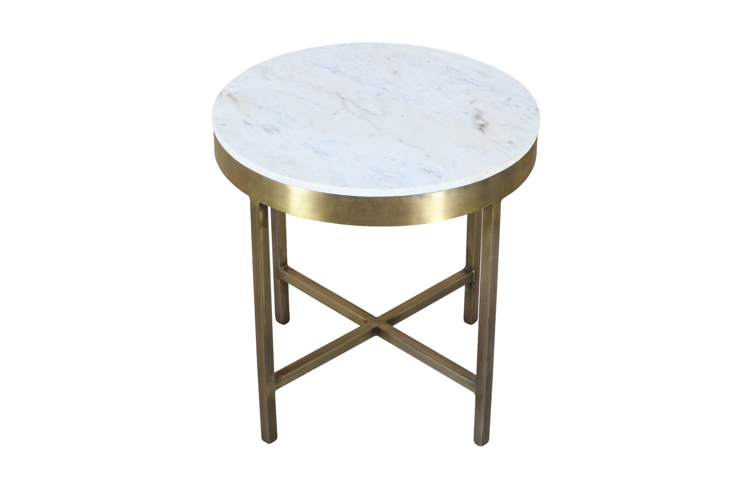 Allure - Carlton Marble Top Round Side Table in Brass Color with Iron Base (Base) - Image 2