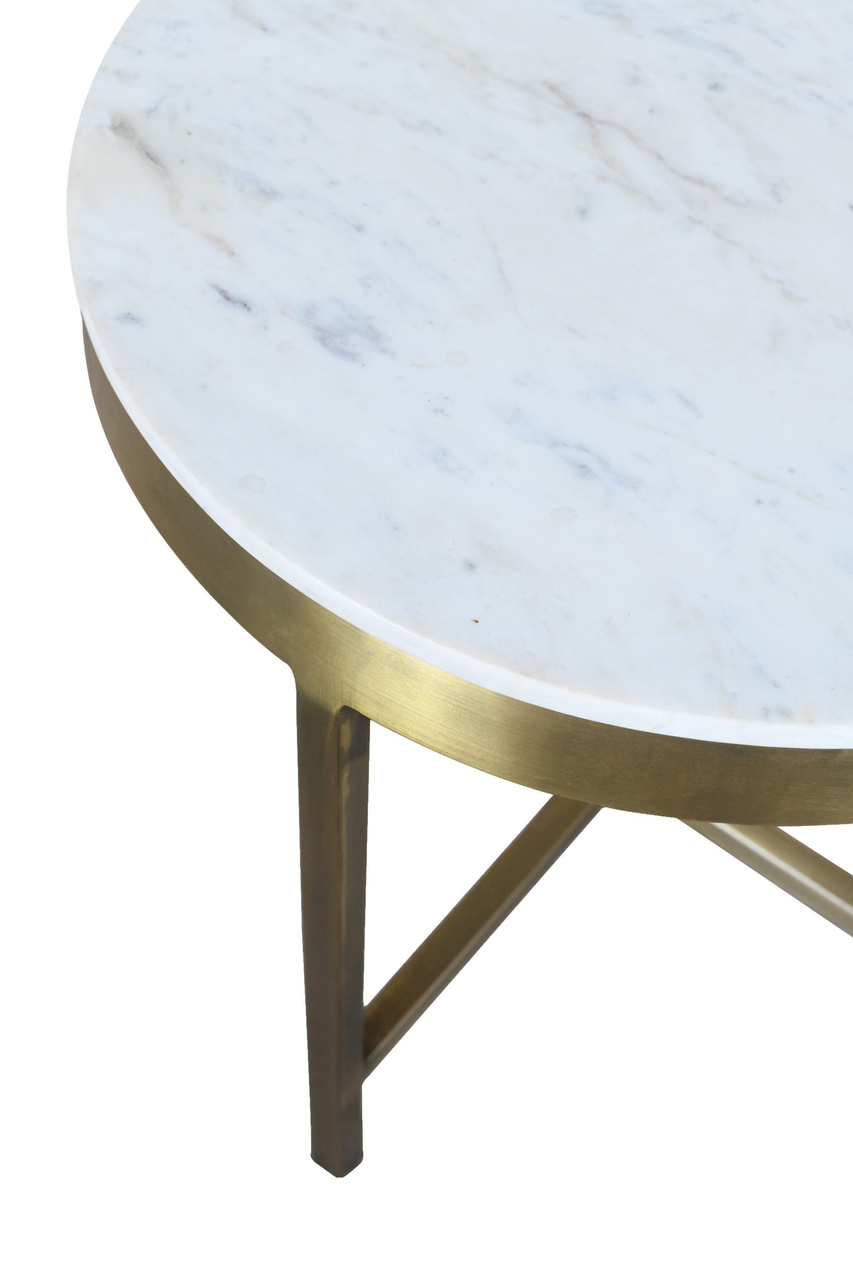 Allure - Carlton Marble Top Round Side Table in Brass Color with Iron Base (Base) - Image 5