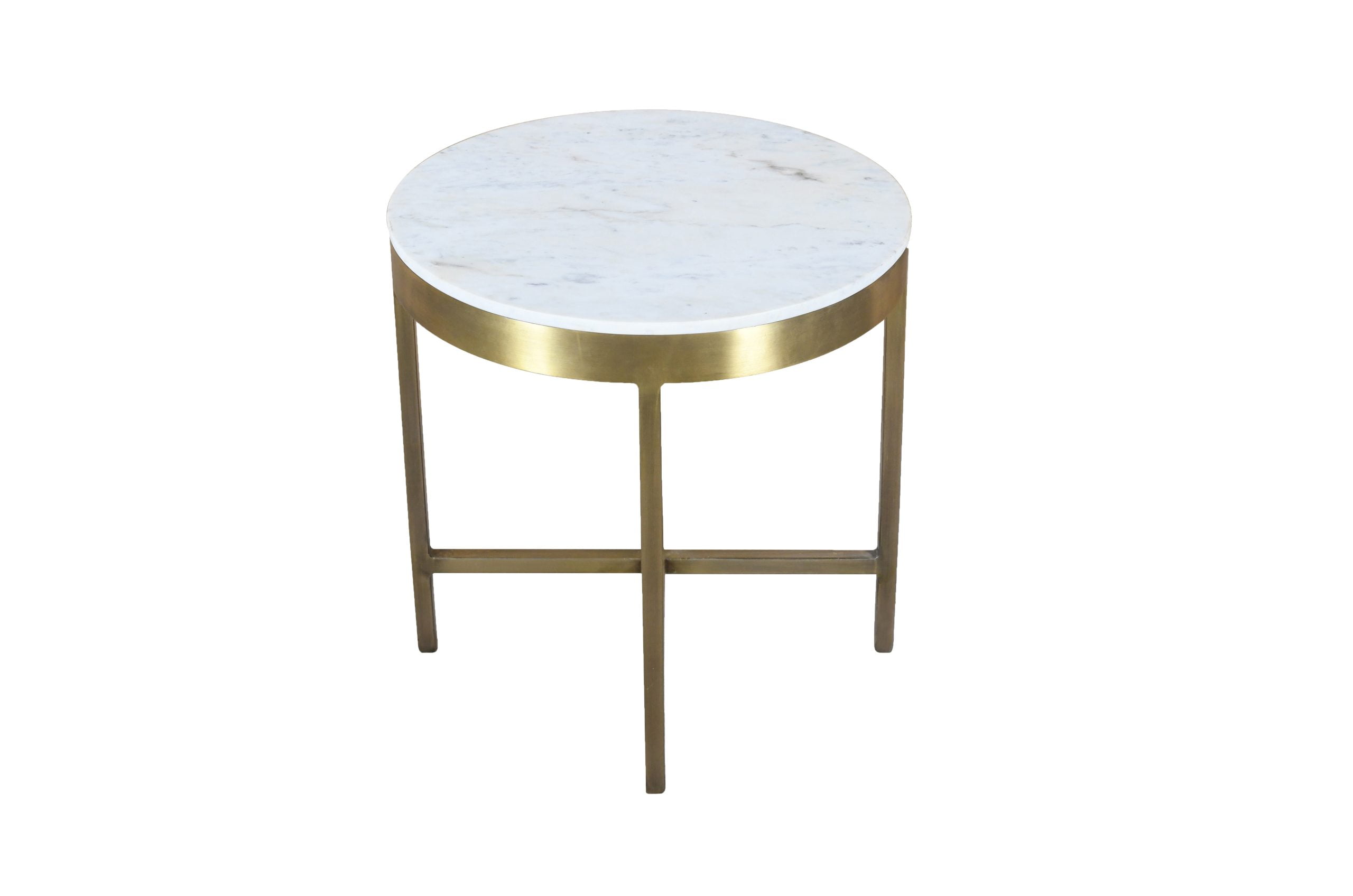 Allure - Carlton Marble Top Round Side Table in Brass Color with Iron Base (Base) - Image 4
