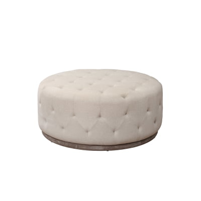 Boyd Tufted Round Ottoman - Ivory