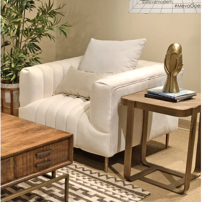 Rutland Lounge Chair with 1 Toss Pillow - Ivory
