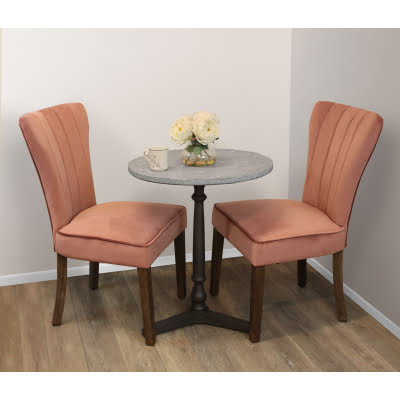 Lynn 3-Piece Dining Set With 24" Stone Top Table In Gray And 2 Blush Chairs