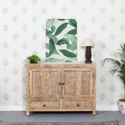Weatherly 2-Door 2-Drawer Hand-carved Accent Cabinet