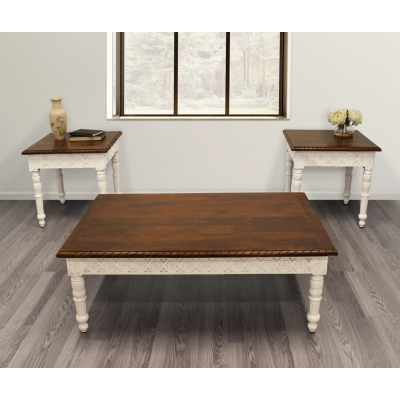 Bayliss 3-Piece Table Set with Handcarved Cocktail Table and 2 End Tables