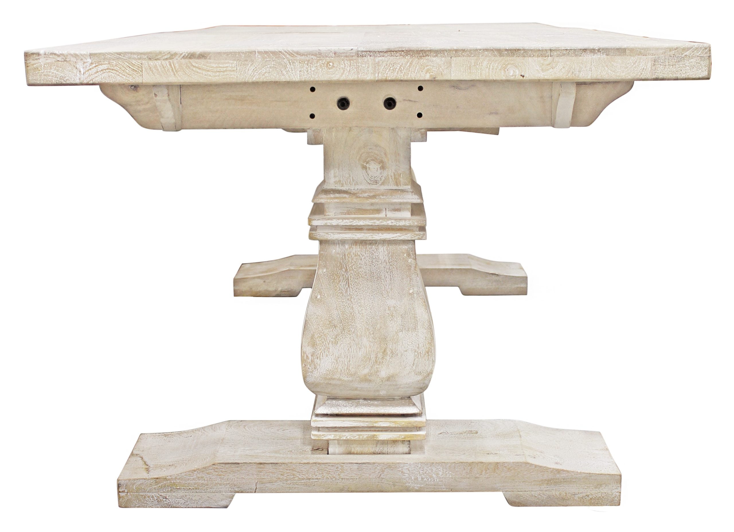 Holmes 9-Piece Dining Set with 81" Distressed White Dining Table and 8 Dark Gray Linen Chairs - Image 9