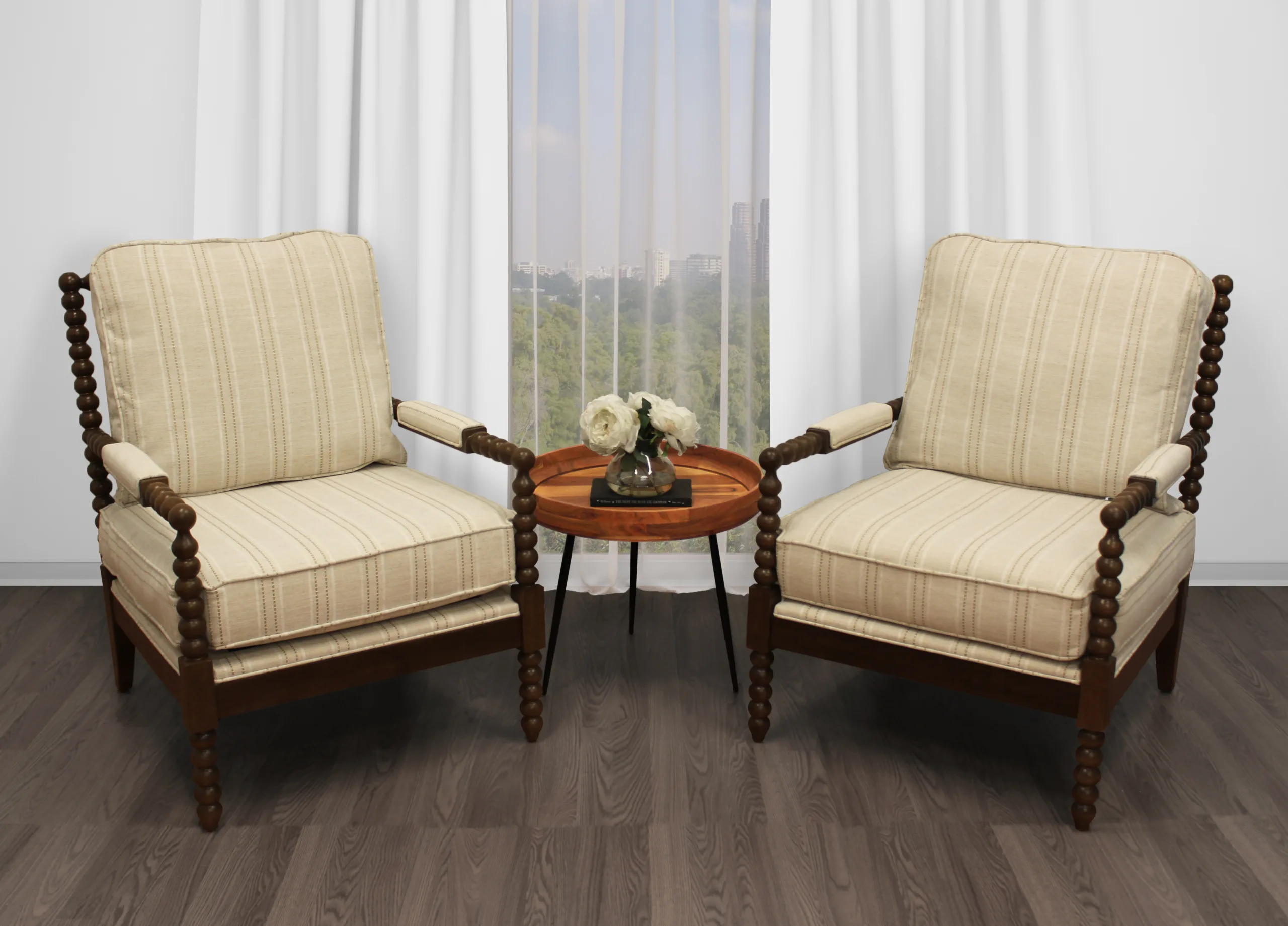 Holmes 3-Piece Lounge Set with Tracy Natural Side Table and 2 Twisted Natural Stripe Lounge Chairs