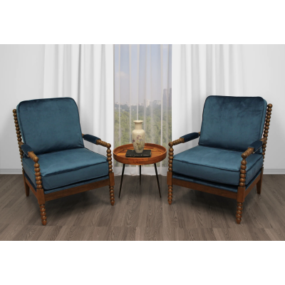 Holmes 3-Piece Lounge Set with Tracy Natural Side Table and 2 Lounge Chairs - Teal