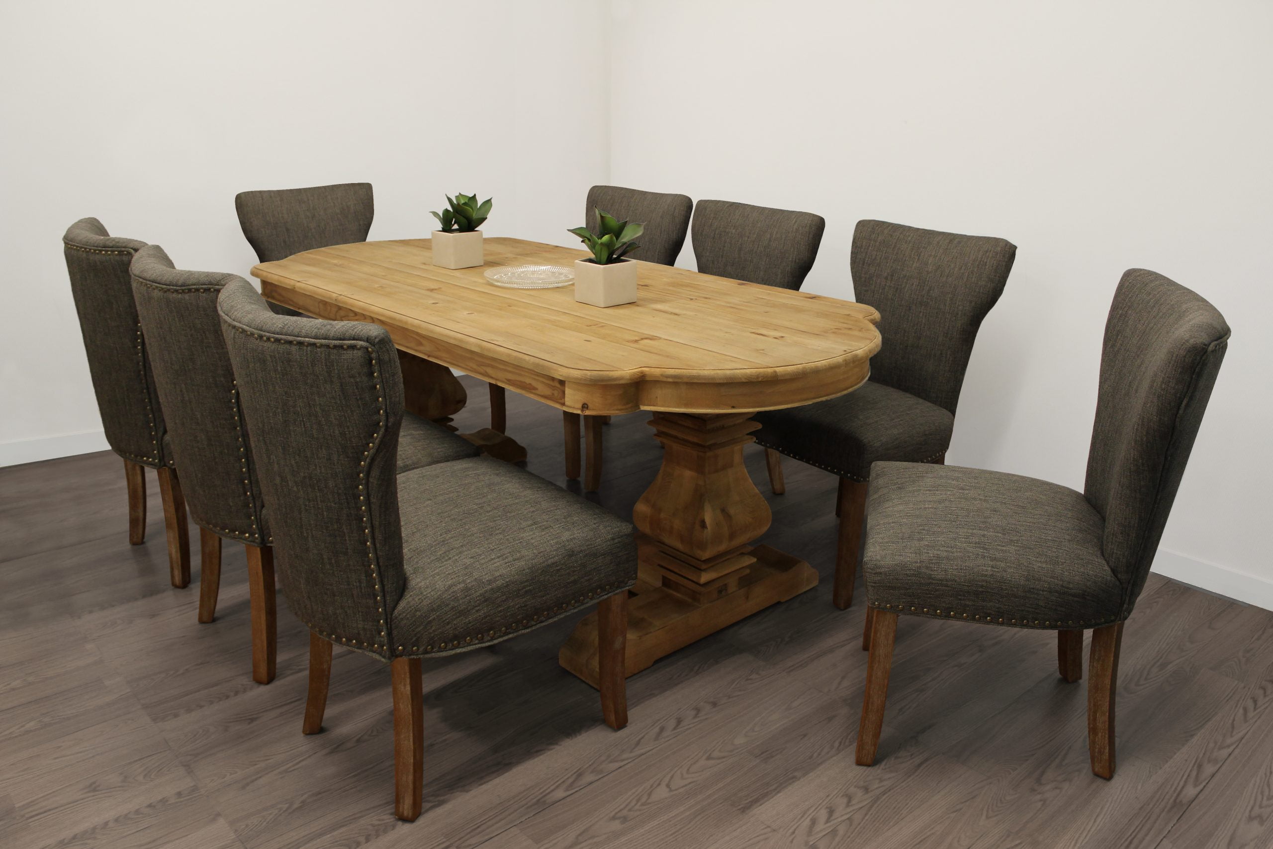 Kari 9-Piece Dining Set with 84" Rectangular Dining Table, 8 Howell Dark Gray Chairs