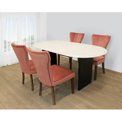 Terrain 7-Piece Dining Set with 72" Round Dining Table and 2 Sets of Blush Clive Chairs