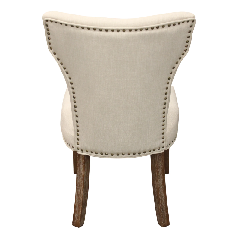 Holmes 7-piece Dining Set with 58" Round Dining Table And 6 Ivory Linen Chairs - Image 3