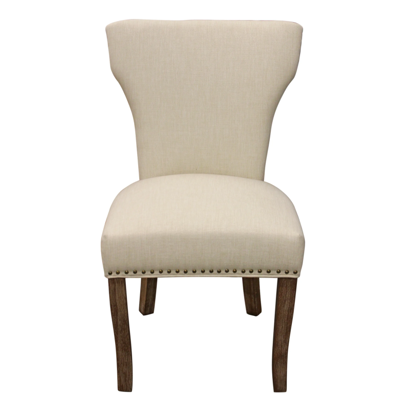 Holmes 7-piece Dining Set with 58" Round Dining Table And 6 Ivory Linen Chairs - Image 2