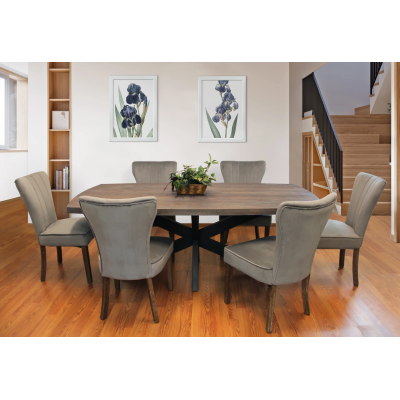 Braxton 7-Piece Dining Set with 82" Dining Table and 3 Sets of Clive Mink Chairs
