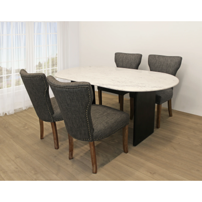Terrain 5-Piece Dining Set with 72″ Oval Dining Table and 2 Sets of Howell Dark Gray Chairs