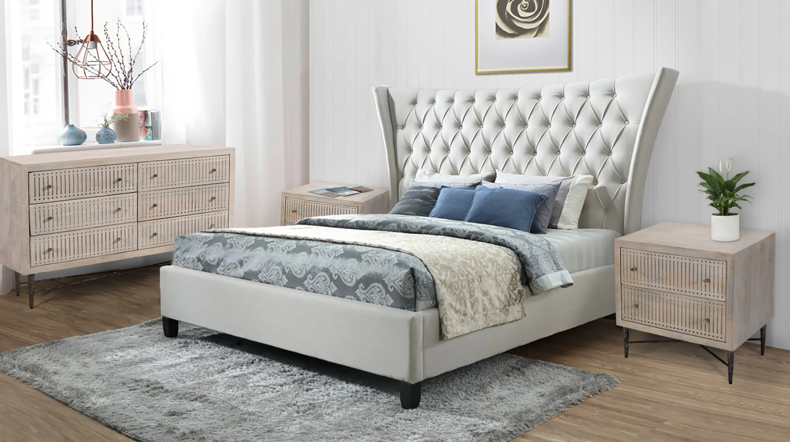 Alexandria 4-Piece King Bedroom Set with 2 Nightstands and 1 Dresser