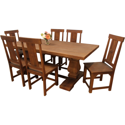 Holmes 7-Piece Rectangle Dining Table Set with 6 Chairs - Distressed Brown