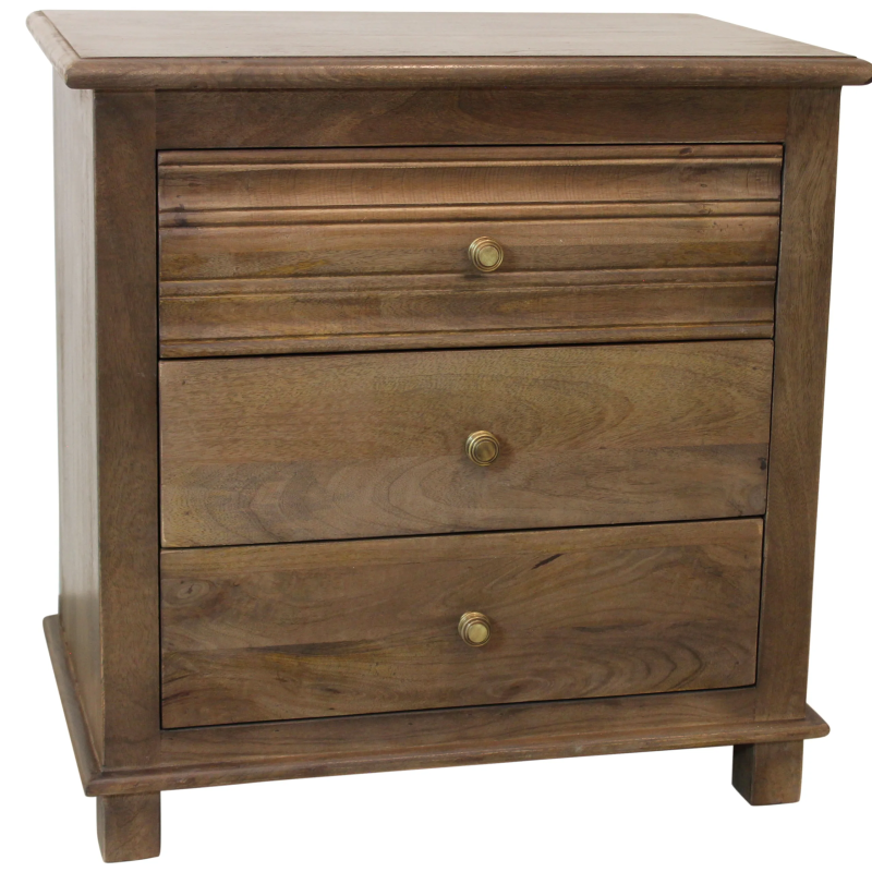 Hunyad 3-Drawer Nightstand - Antique Brown - Image 2