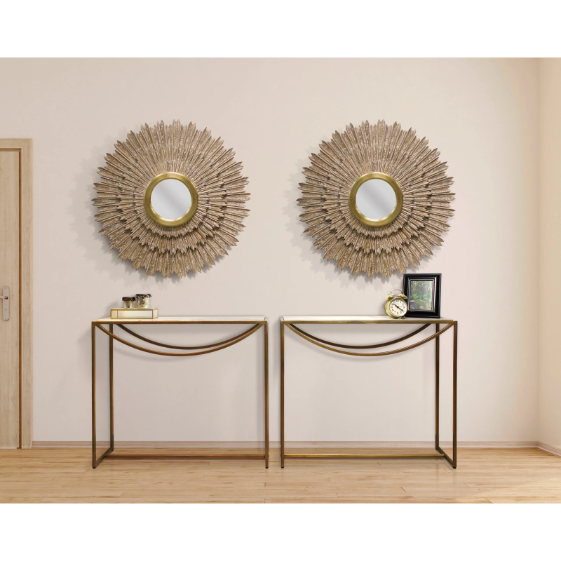 Samara Marble Console Table 2-Piece Set – Brass – Meva