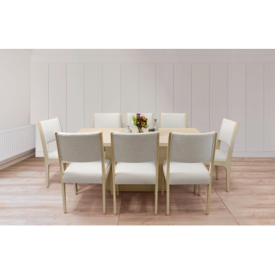 Sedona 9-Piece 72" Dining Set with 8 Ash Boucle Chairs - Ivory