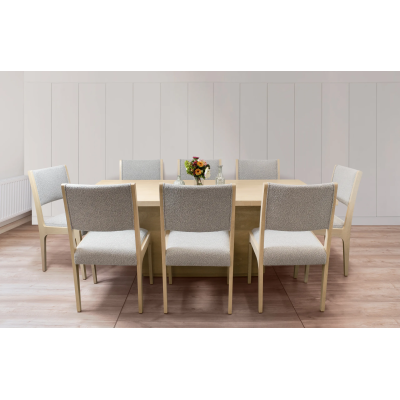 Sedona 9-Piece 84" Dining Set With 8 Ash Boucle Chairs - Silver