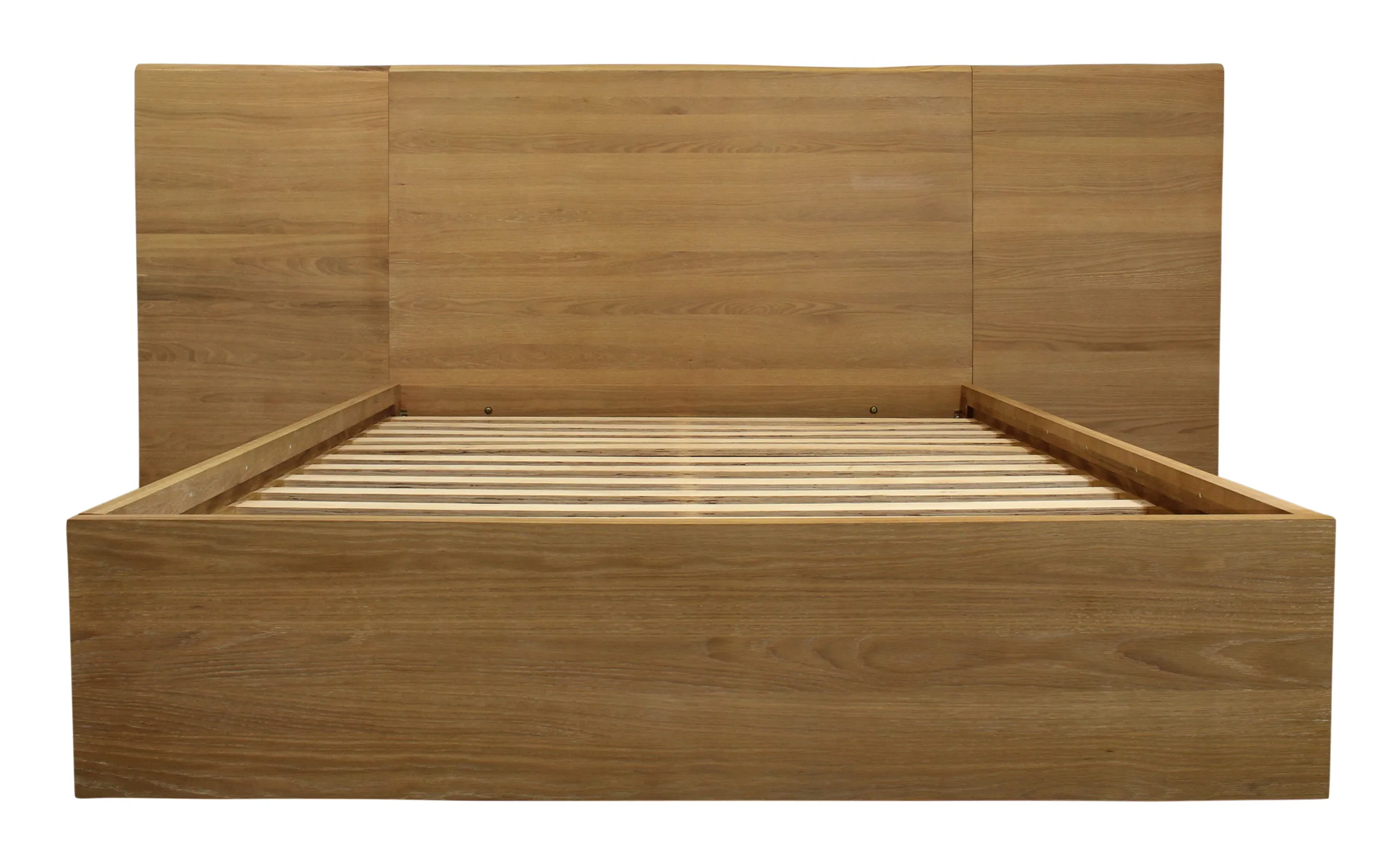 Riviera Oak Wood Queen Bed with Wings - Natural