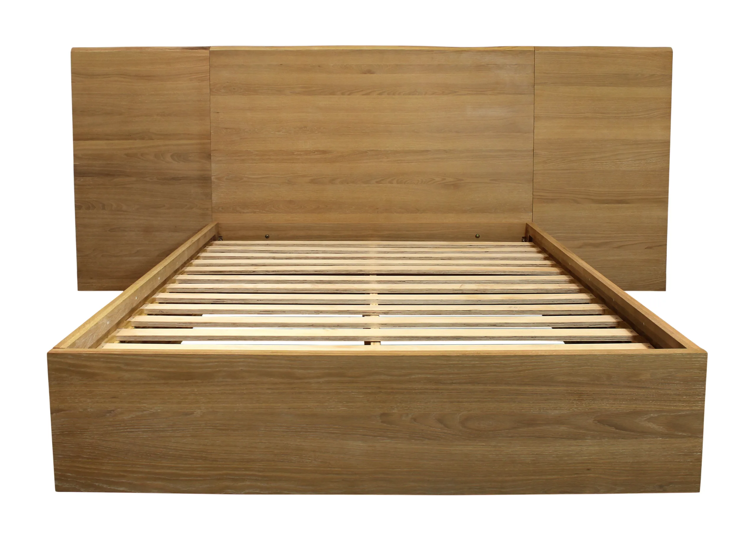 Riviera Oak Wood Queen Bed with Wings - Natural - Image 2