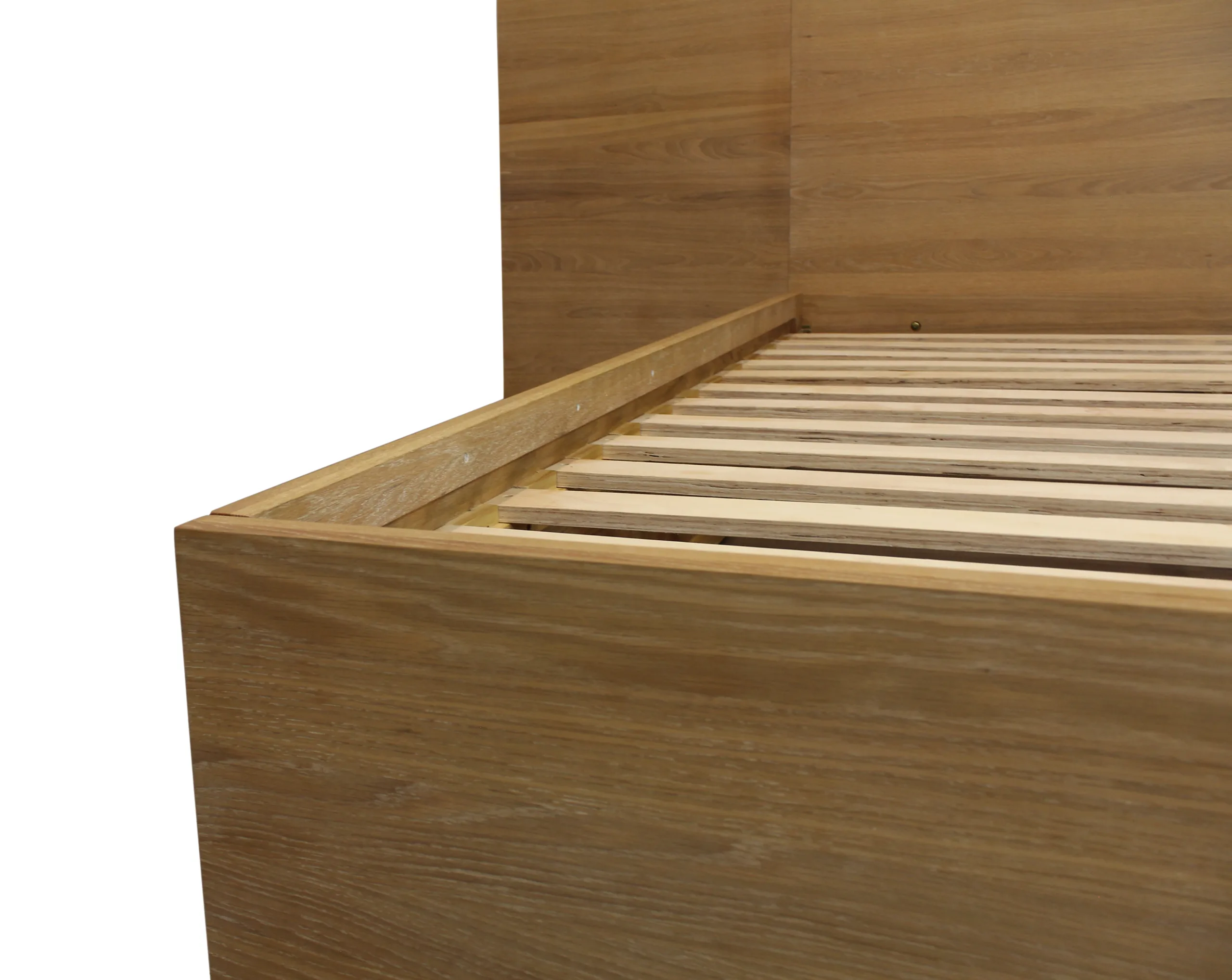 Riviera Oak Wood Queen Bed with Wings - Natural - Image 5