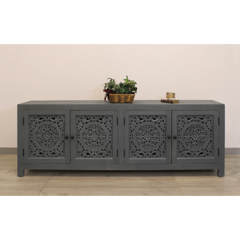 Weatherly 4-Door Media Cabinet - Gray - Image 7