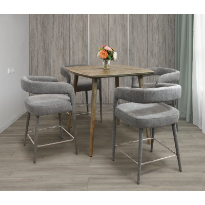 Colton 5-Piece Counter Set with Gathering Table And 4 Belfast Counter Chairs - Grey
